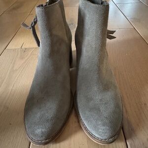 BP Gray Suede Boot with Chunky Heel